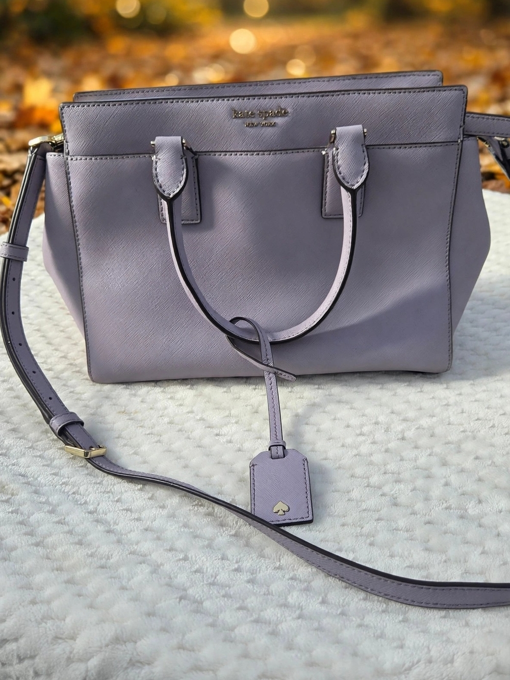kate spade New York Lavender Saffiano Satchel with Crossbody Strap
